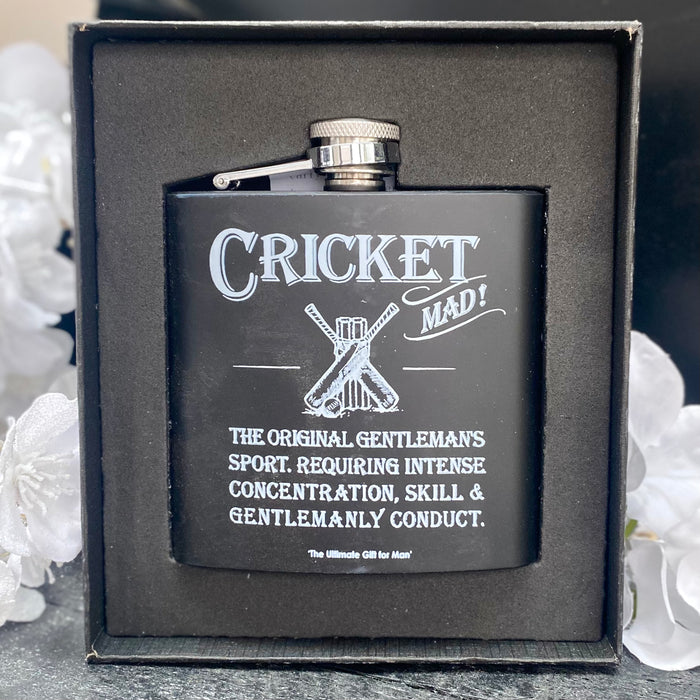 "Cricket Mad" Hipflask