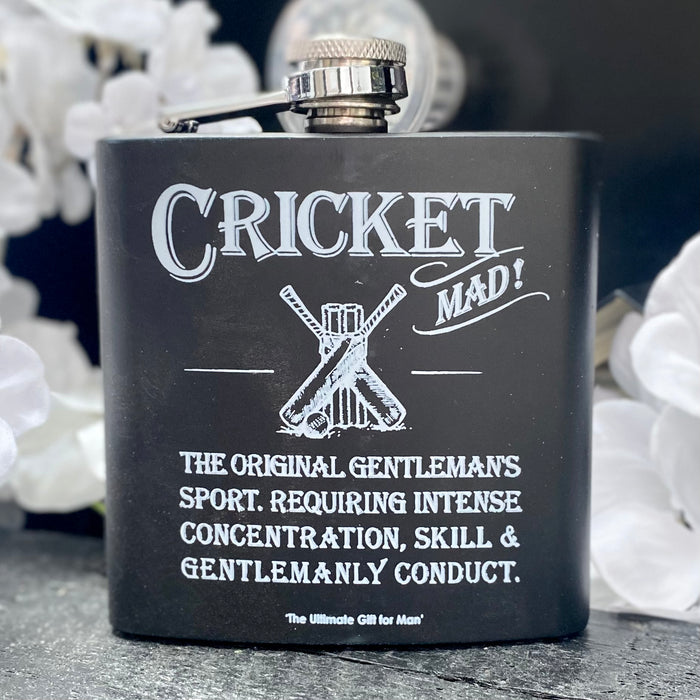 "Cricket Mad" Hipflask