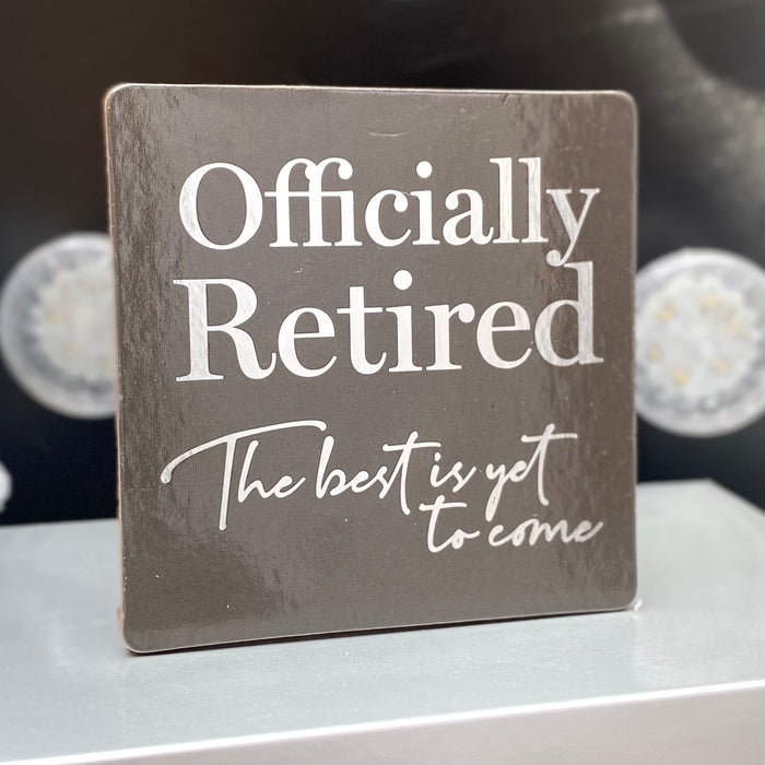 "Officially Retired" Whisky Glass & Coaster Set