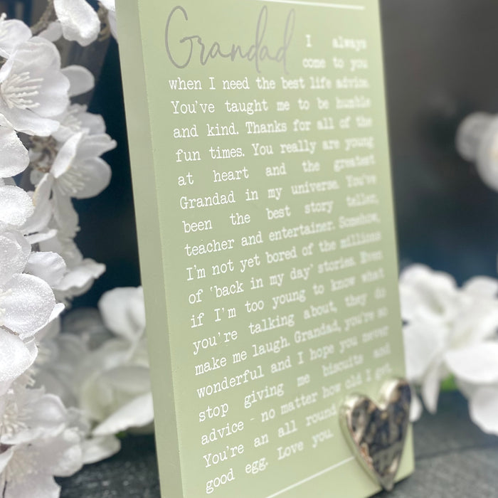 Grandad Heart Verse Plaque