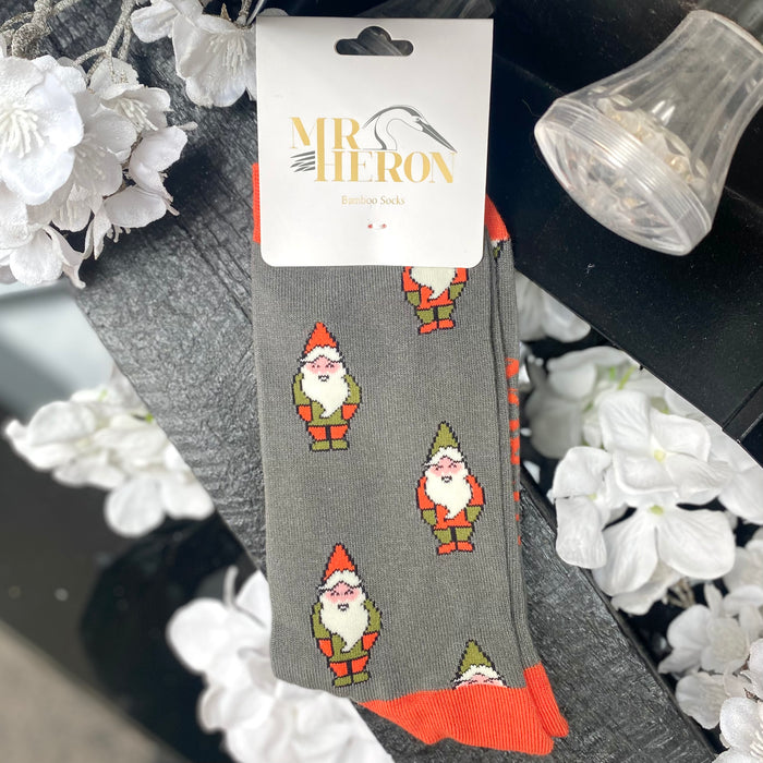 Mr Heron Bamboo Socks - Grey Gnomes