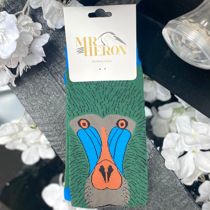Mr Heron Bamboo Socks - Green Baboon