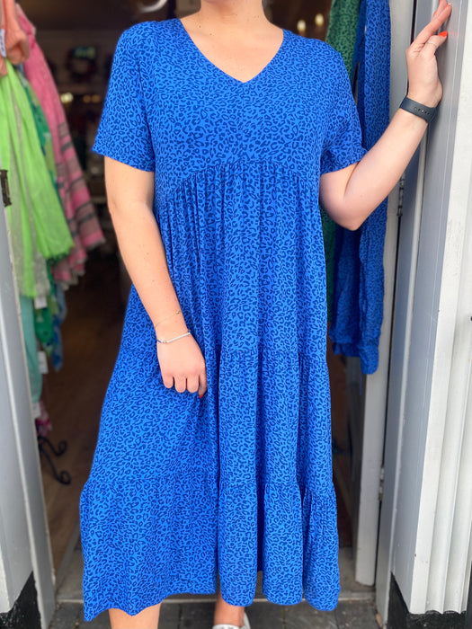 The Libby Dress - Blue Leopard Print