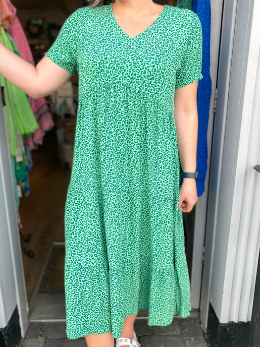 The Libby Dress - Green Leopard Print