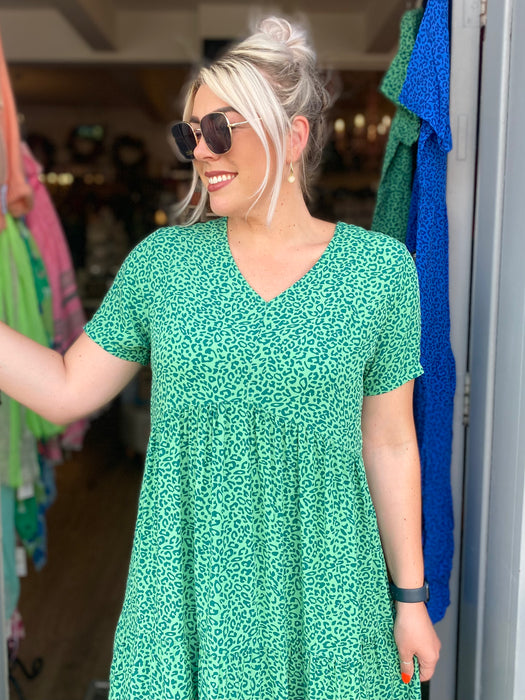 The Libby Dress - Green Leopard Print