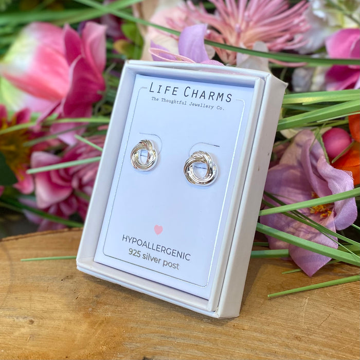 Silver Knot Stud Earrings by Life Charms
