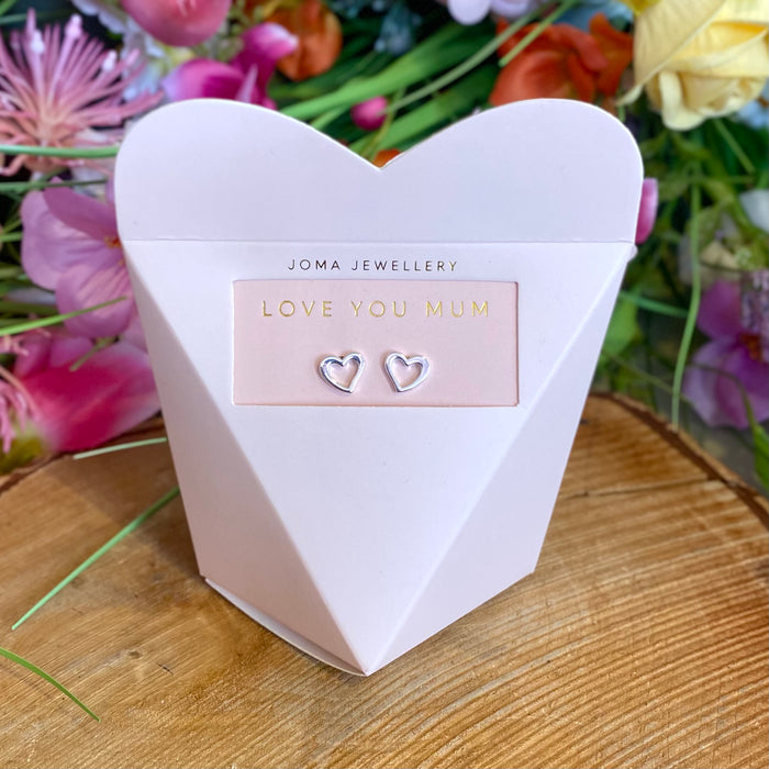 "Love You Mum" Heart Gift Box Earrings by Joma Jewellery