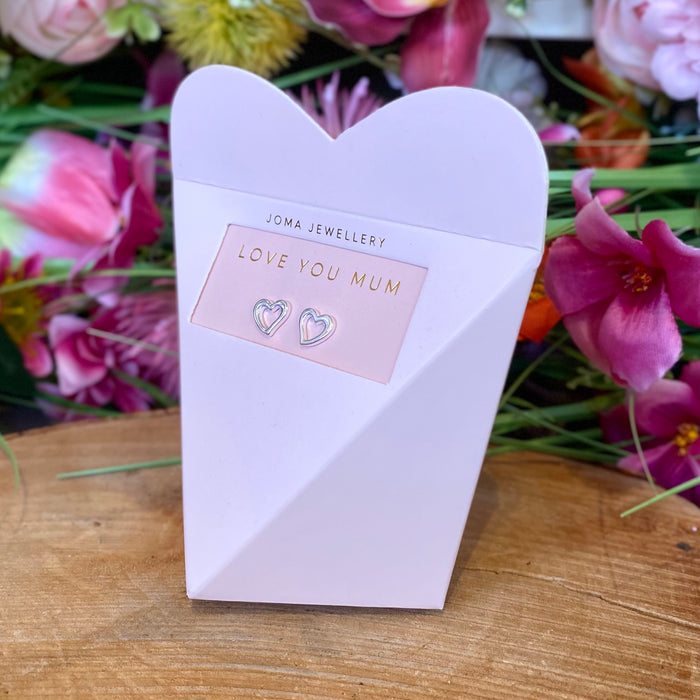 "Love You Mum" Heart Gift Box Earrings by Joma Jewellery