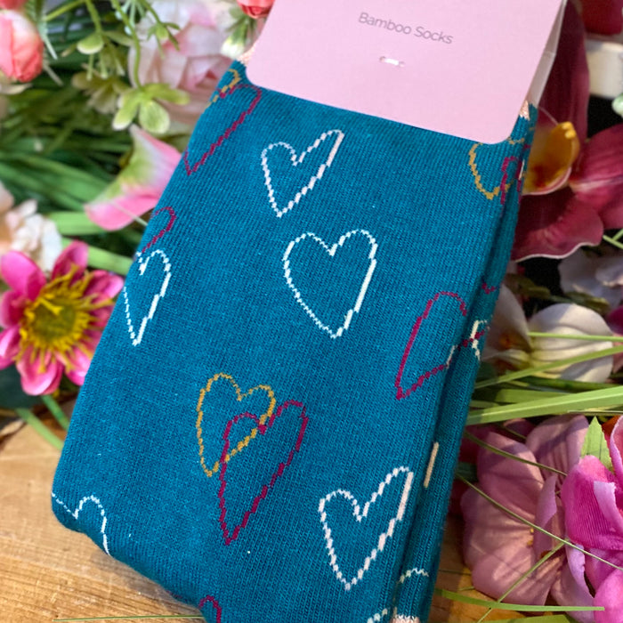 Miss Sparrow Bamboo Socks - Sketch Hearts