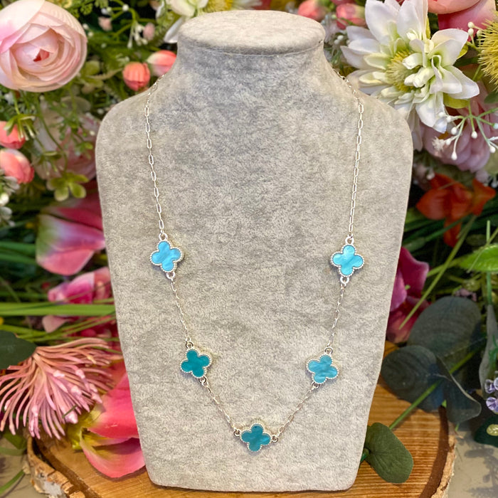 Turquoise Four Leaf Clover Necklace