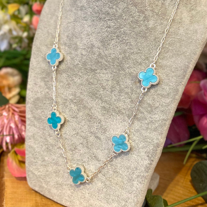 Turquoise Four Leaf Clover Necklace