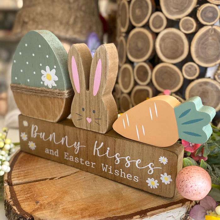 Wooden Bunny Kisses Sign