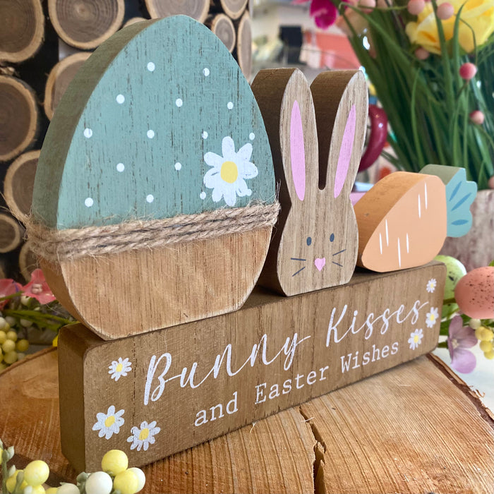 Wooden Bunny Kisses Sign