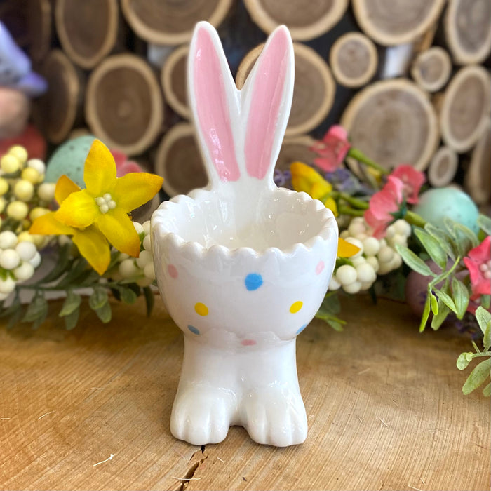 Ceramic Egg Cup with Pink Ears