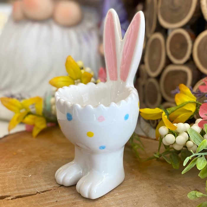 Ceramic Egg Cup with Pink Ears