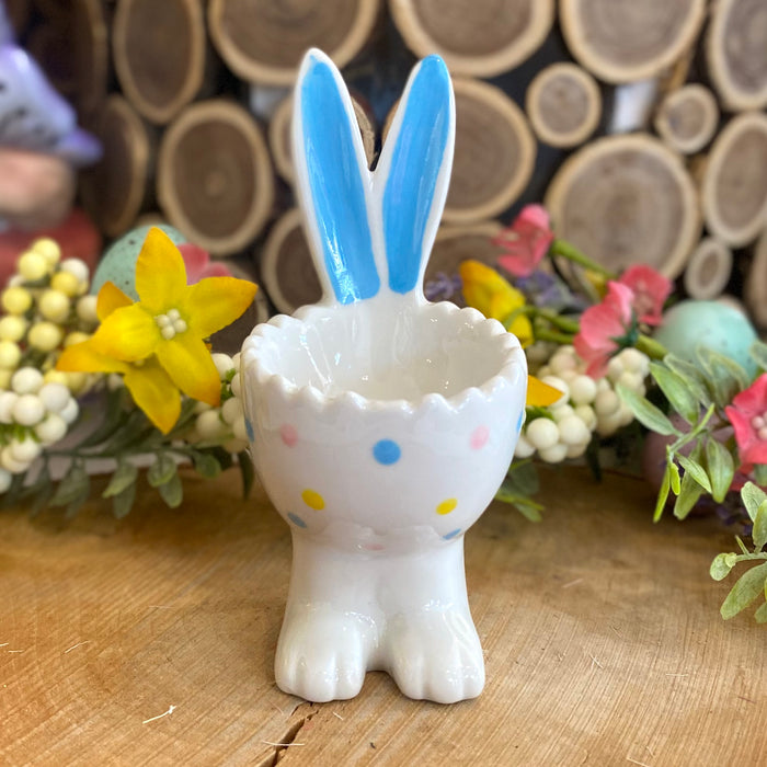 Ceramic Egg Cup with Blue Ears