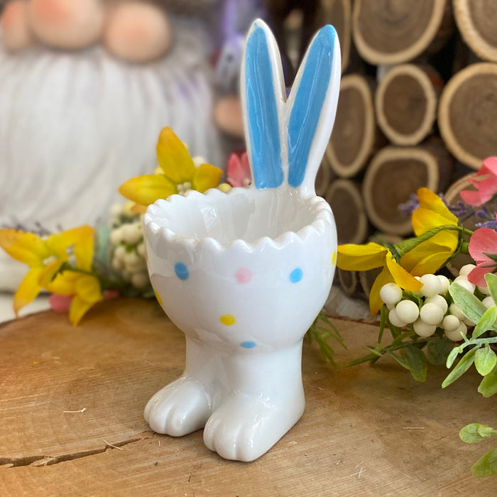 Ceramic Egg Cup with Blue Ears