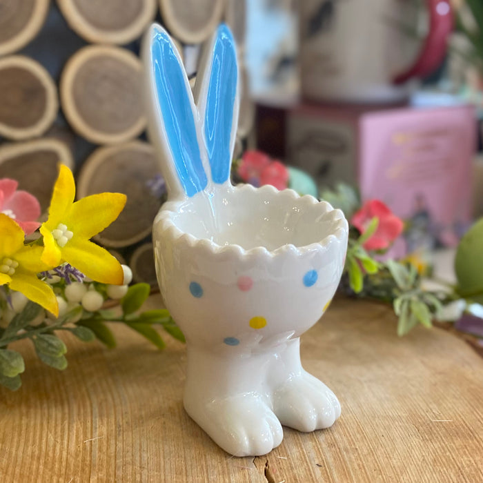 Ceramic Egg Cup with Blue Ears