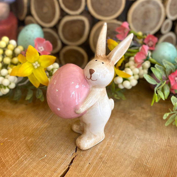 Ceramic Bunny with Pink Egg