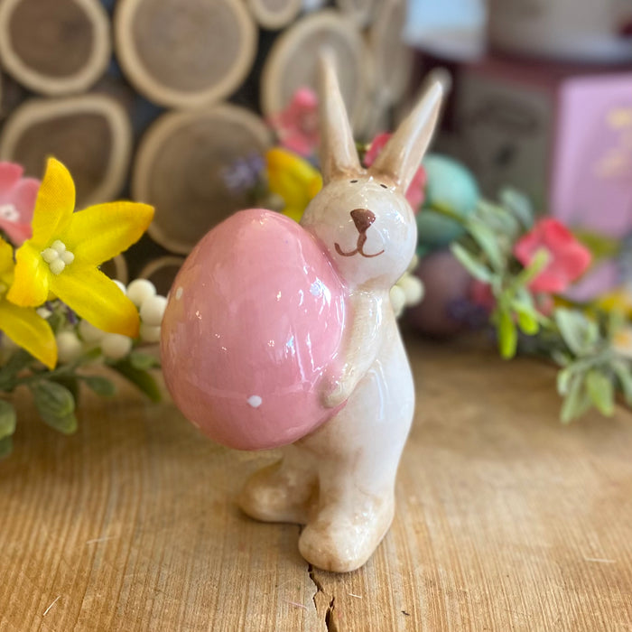 Ceramic Bunny with Pink Egg