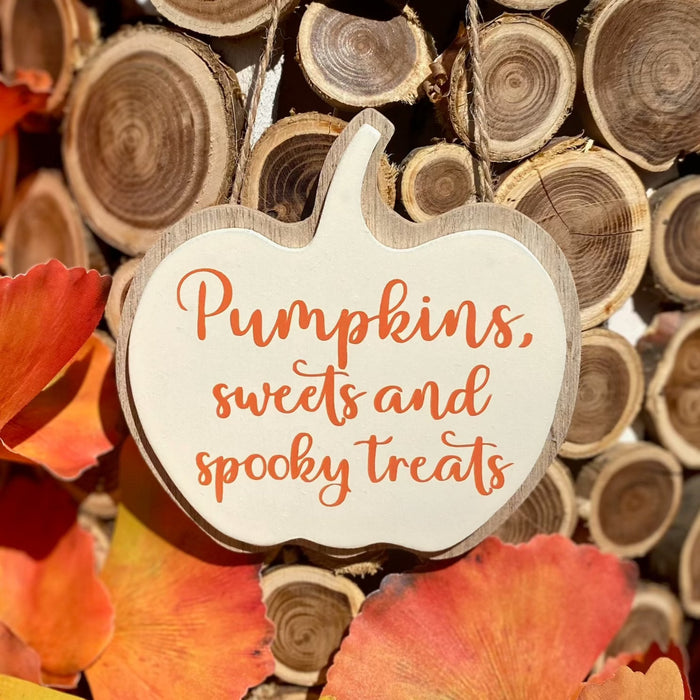 "Pumpkins, Sweets and Spooky Treats" Hanging Sign