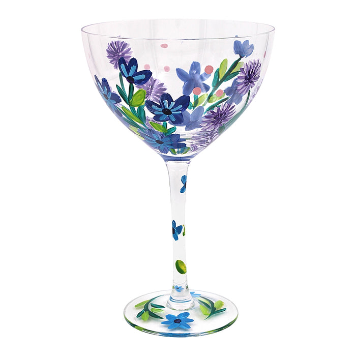 Handpainted Cocktail Glass by Lynsey Johnstone - Cornflowers