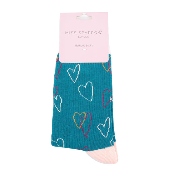 Miss Sparrow Bamboo Socks - Sketch Hearts