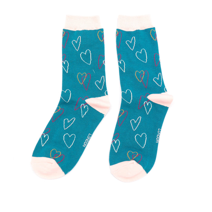 Miss Sparrow Bamboo Socks - Sketch Hearts