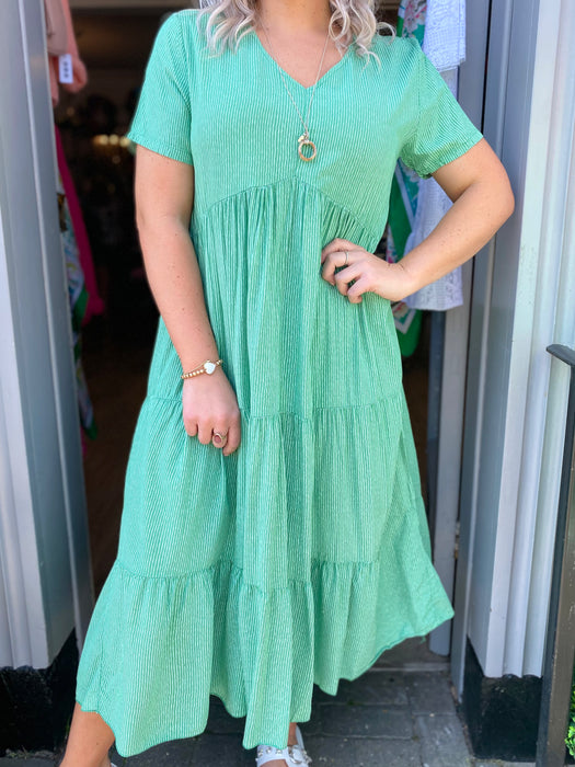 The Libby Dress - Green Stripe