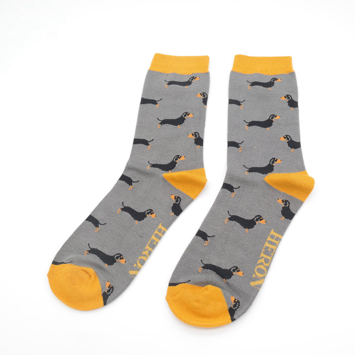 Mr Heron Bamboo Socks - Grey Sausage Dogs