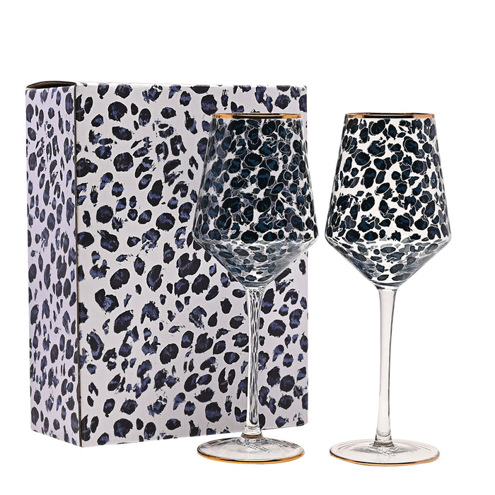 Leopard Print Wine Glasses - Set of 2