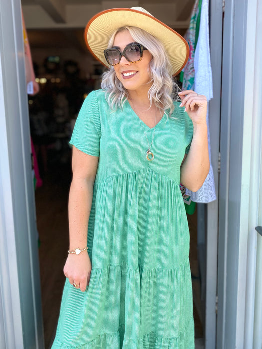 The Libby Dress - Green Stripe