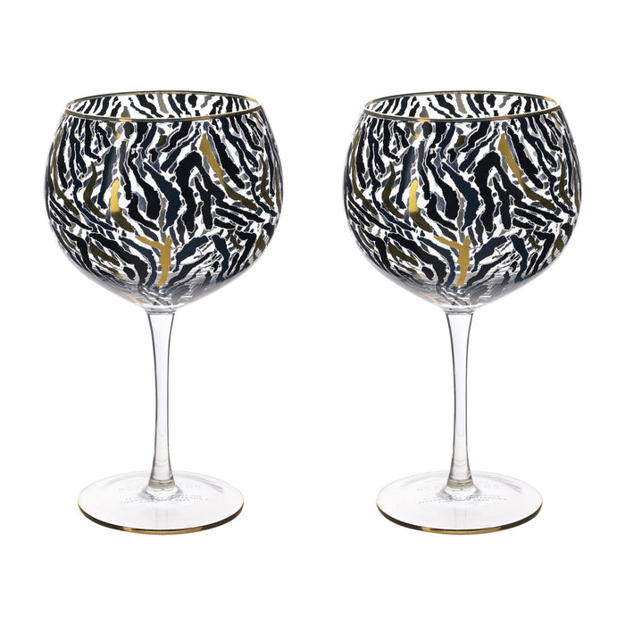 Zebra Print Gin Glasses - Set of 2