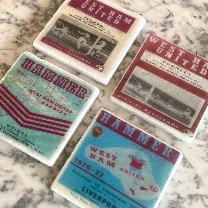 West Ham Programmes - Marble Coaster Set