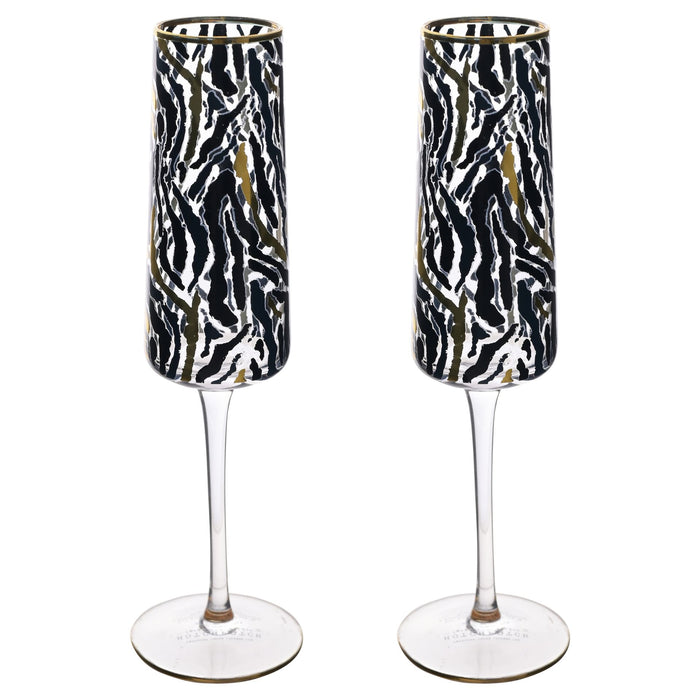 Zebra Print Champagne Flutes - Set of 2