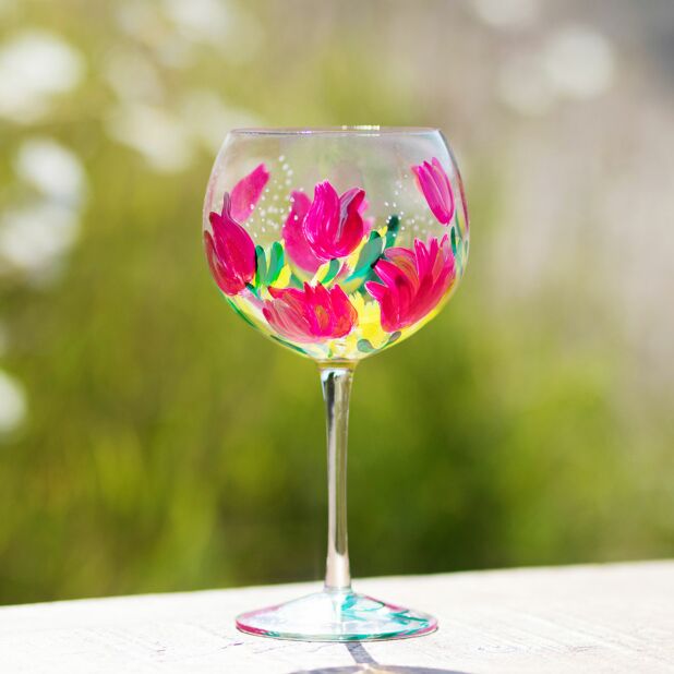 Handpainted Gin Glass by Lynsey Johnstone - Tulips