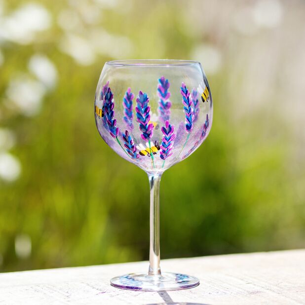 Handpainted Gin Glass by Lynsey Johnstone - Bees & Lavender