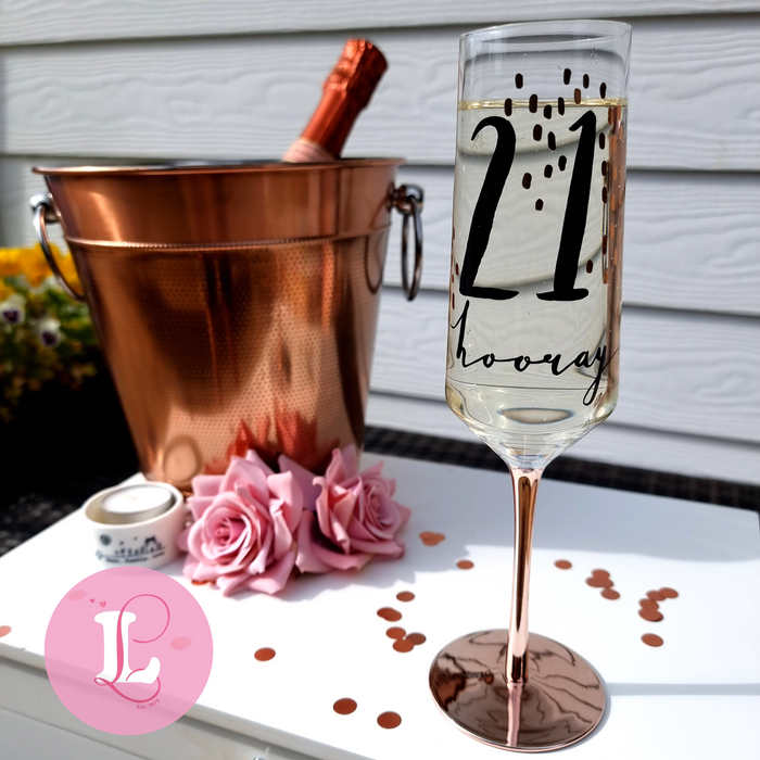 Luxe Birthday Champagne Flute - 21.  Hooray