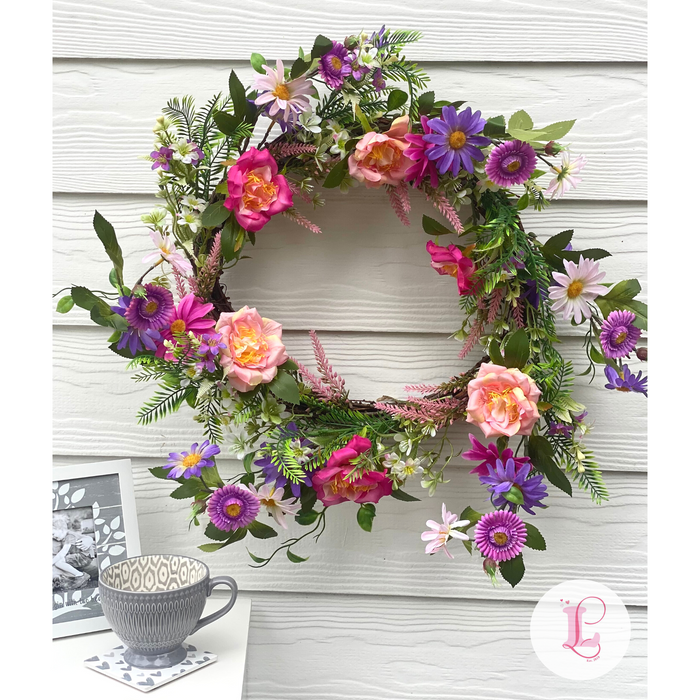 Everlasting Bouquets - Floral Wreath - Purple Blooms