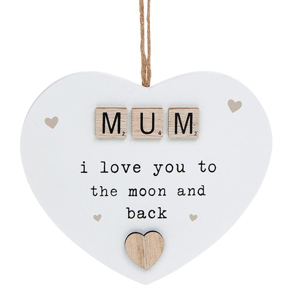 Mum Scrabble Hanging Heart