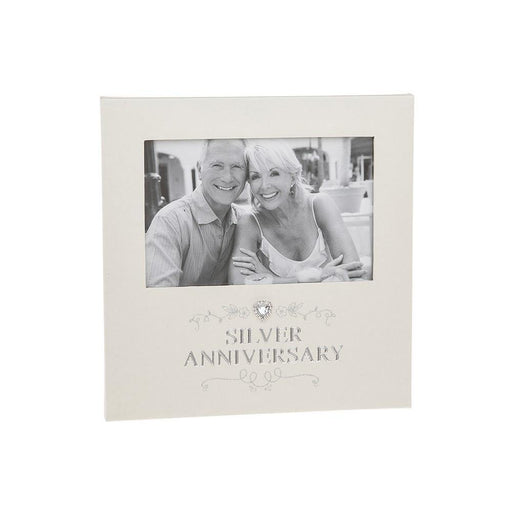 Silver Anniversary 6" x 4" Photo Frame With Jewelled Heart - The Olive Branch & Lovely Libby's