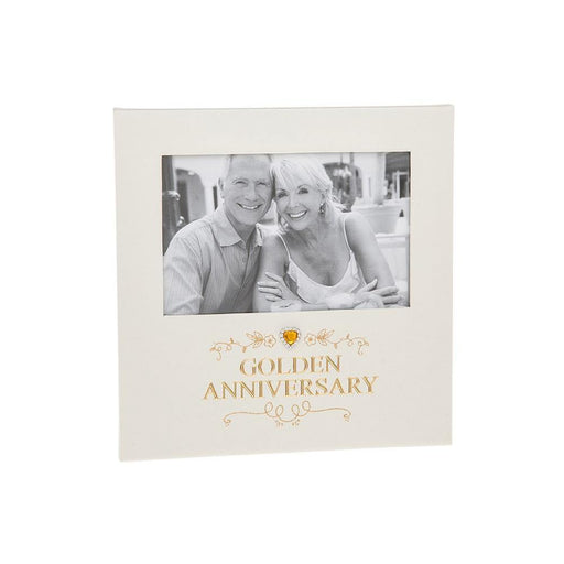 Golden Anniversary 6" x 4" Photo Frame With Jewelled Heart - The Olive Branch & Lovely Libby's