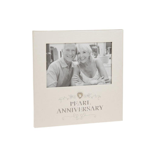 Pearl Anniversary 6" x 4" Photo Frame With Jewelled Heart - The Olive Branch & Lovely Libby's