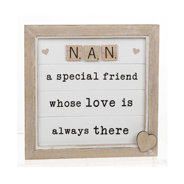 Scrabble Sentiments Plaque Nan - The Olive Branch & Lovely Libby's