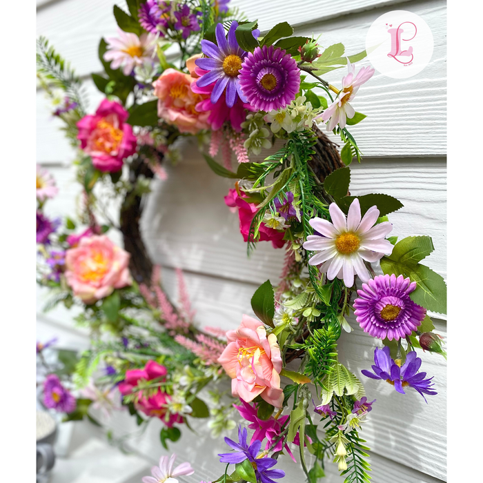 Everlasting Bouquets - Floral Wreath - Purple Blooms