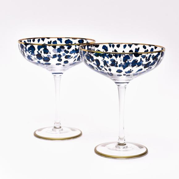 Cocktail Glasses Leopard Print Set Of 2