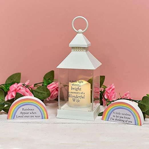 Thoughts Of You White Memorial Lantern - Wife