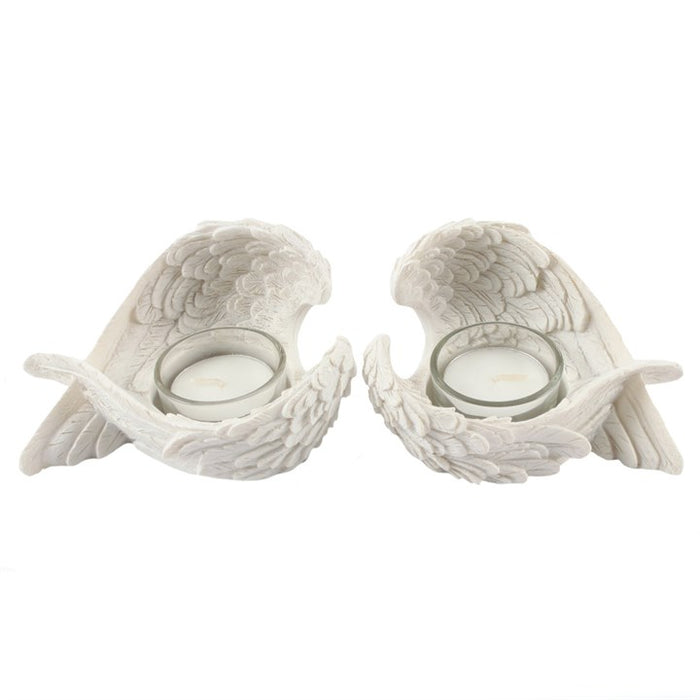 Box Of 2 Winged Candle Holders Angel Wings