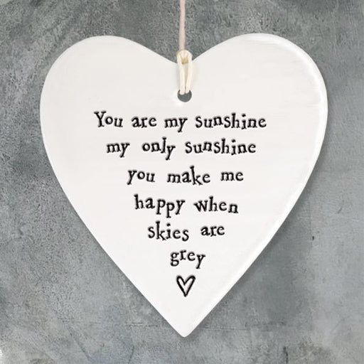 East of India - "You Are My Sunshine" Porcelain Hanging Heart - The Olive Branch & Lovely Libby's