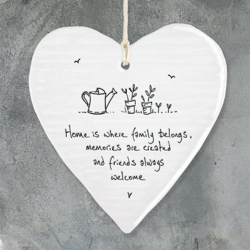 East of India - "Home is Where Family Belongs" Hanging Heart - The Olive Branch & Lovely Libby's